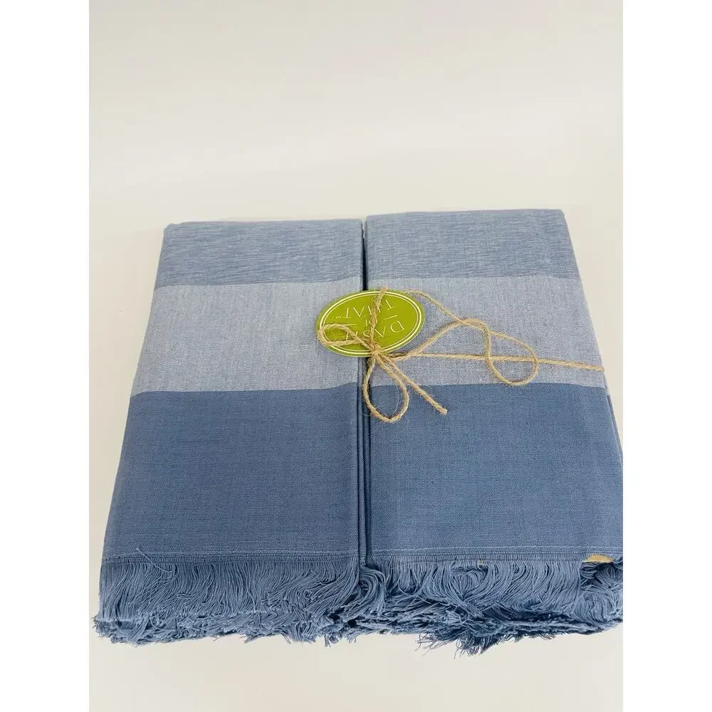 Natural Cloth 18x18” Table‎ Napkin With Fringes Modern Style 12-pack Blue